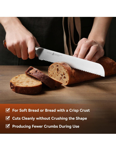 Cuchillo de Pan TUO 22.86 cm Acero Alto Carbono Mango Ergonómico