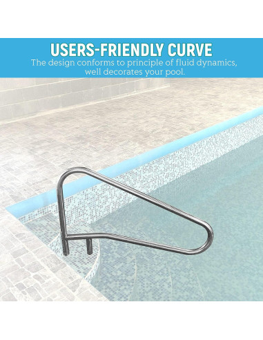 Pasamanos de Piscina KUAFU Acero Inoxidable 125.73cm 300kg