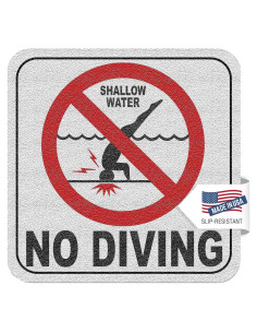 Señal de No Bucear para Piscina - Azulejo Personalizado 15.24 cm