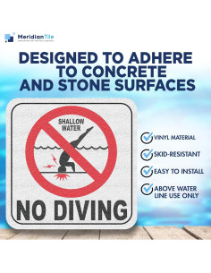 Señal de No Bucear para Piscina - Azulejo Personalizado 15.24 cm 2