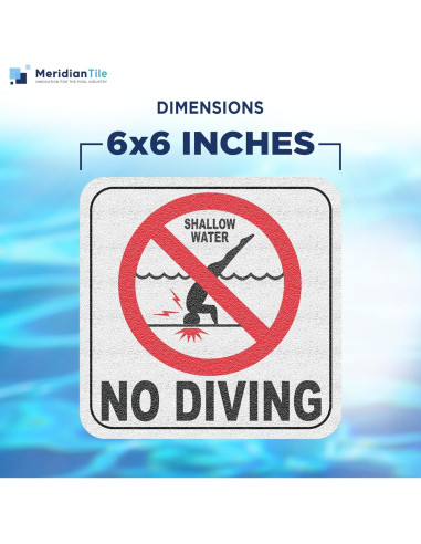 Señal de No Bucear para Piscina - Azulejo Personalizado 15.24 cm