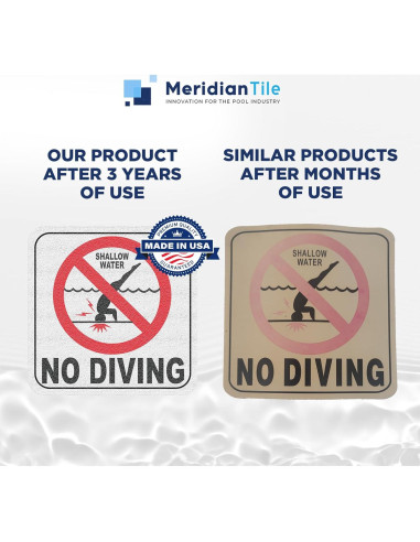 Señal de No Bucear para Piscina - Azulejo Personalizado 15.24 cm