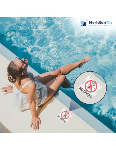 Señal de No Bucear para Piscina - Azulejo Personalizado 15.24 cm