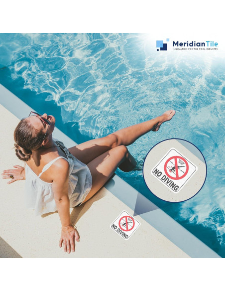 Señal de No Bucear para Piscina - Azulejo Personalizado 15.24 cm