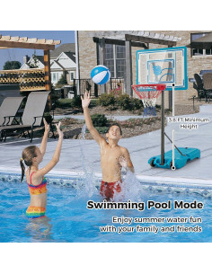 Aro de Baloncesto GYMAX para Piscina Altura Ajustable 1.16-1.34m 2