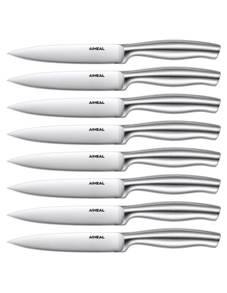 Juego de 8 Cuchillos para Carne Aiheal de Acero Inoxidable