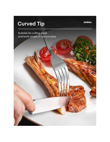 Juego de 8 Cuchillos para Carne Aiheal de Acero Inoxidable