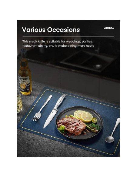 Juego de 8 Cuchillos para Carne Aiheal de Acero Inoxidable