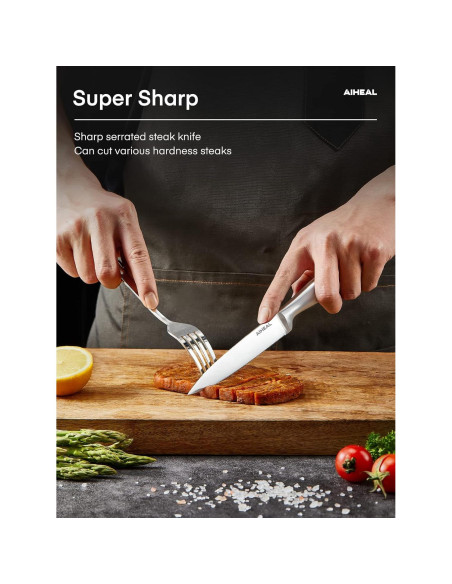 Juego de 8 Cuchillos para Carne Aiheal de Acero Inoxidable