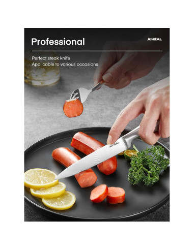 Juego de 8 Cuchillos para Carne Aiheal de Acero Inoxidable