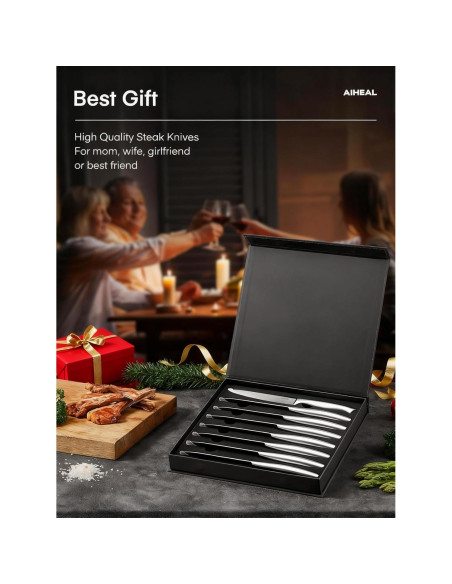 Juego de 8 Cuchillos para Carne Aiheal de Acero Inoxidable