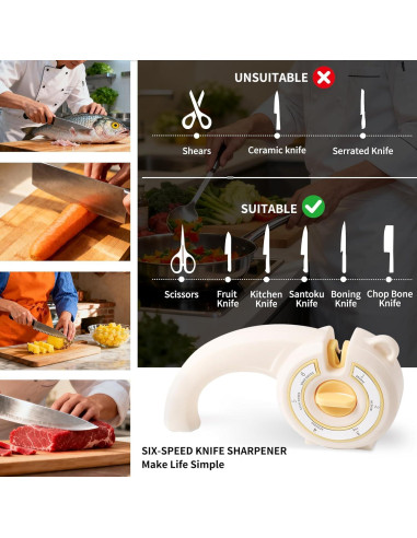 Afilador de cuchillos 6 en 1 PUOPOSTY con base antideslizante