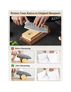 Piedra de Afilado Doble Grano XINZUO 1000/5000 con Base de Madera 2