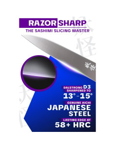 Cuchillo Yanagiba Dalstrong 24.1 cm Acero Japonés AUS-8 Pakkawood 2