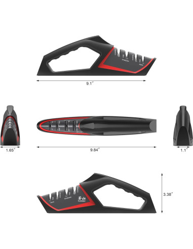 Afilador de Cuchillos Cangshan SHARK 4 Etapas Rojo 331g
