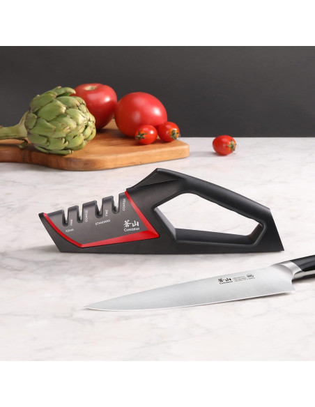 Afilador de Cuchillos Cangshan SHARK 4 Etapas Rojo 331g