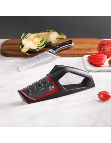 Afilador de Cuchillos Cangshan SHARK 4 Etapas Rojo 331g