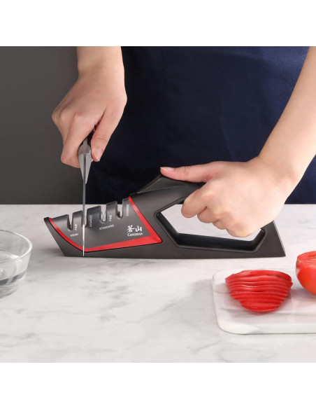 Afilador de Cuchillos Cangshan SHARK 4 Etapas Rojo 331g