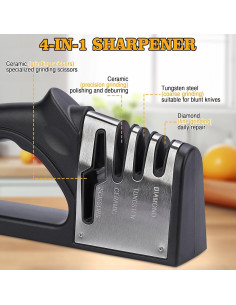 Afilador de cuchillos manual 4 en 1 LSXKAMIX - Negro 2