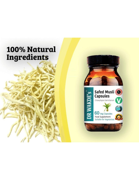 Cápsulas de Safed Musli DR WAKDE 60 Veganas 500 mg