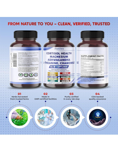 Cápsulas de Cortisol PeakPury 150 unidades - Ashwagandha y Magnesio
