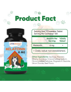 Melatonina para Perros Vitamatic 6 mg - 120 Tabletas Masticables 2