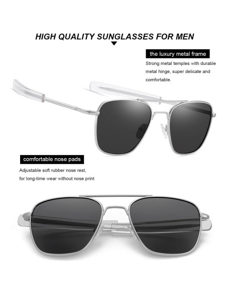 Gleyemor Gafas de Sol Aviador Polarizadas Hombres 55mm Gleyemor Gafas de Sol Aviador Polarizadas Hombres 55mm