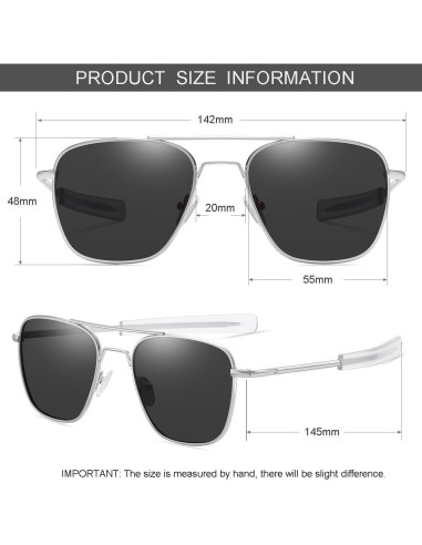 Gleyemor Gafas de Sol Aviador Polarizadas Hombres 55mm