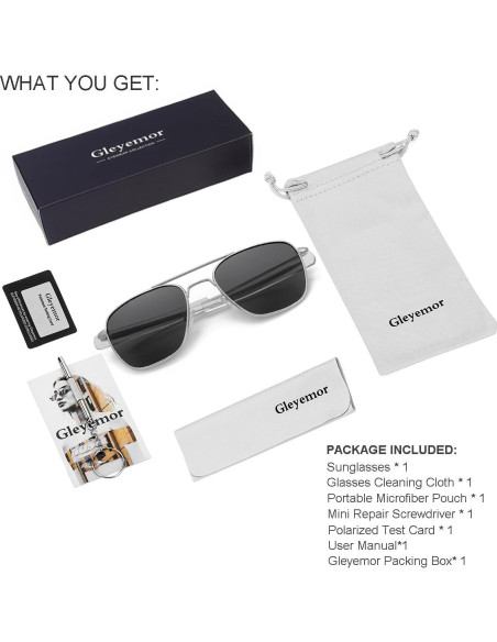Gleyemor Gafas de Sol Aviador Polarizadas Hombres 55mm Gleyemor Gafas de Sol Aviador Polarizadas Hombres 55mm