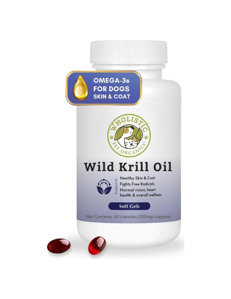 Aceite de Kril Wholistic Pet Organics 60 Cápsulas para Perros