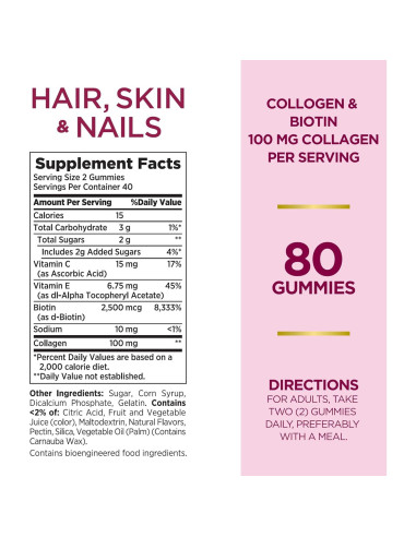 Gomitas vitamínicas Nature's Bounty con biotina y colágeno 80 Ct