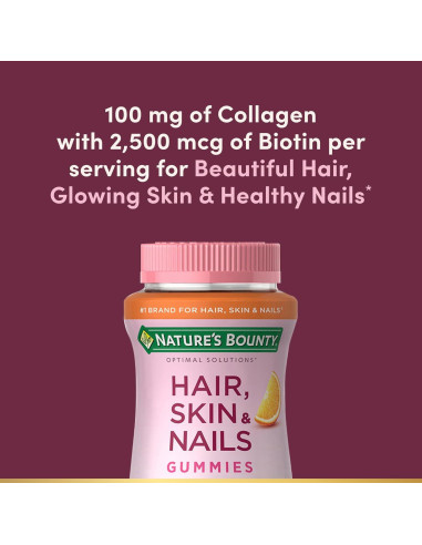 Gomitas vitamínicas Nature's Bounty con biotina y colágeno 80 Ct