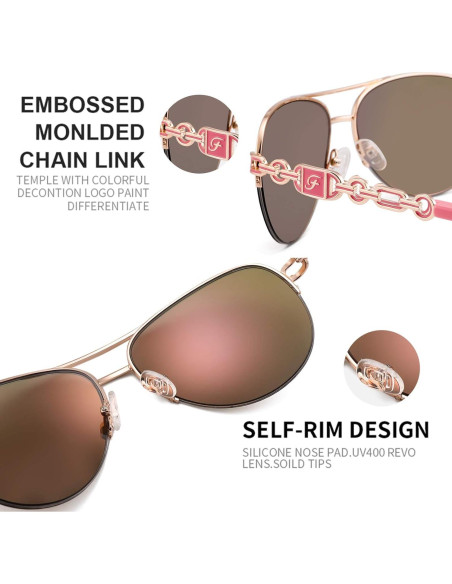 Gafas de sol aviador para mujeres UV 400 marco metal dorado Gafas de sol aviador para mujeres UV 400 marco metal dorado