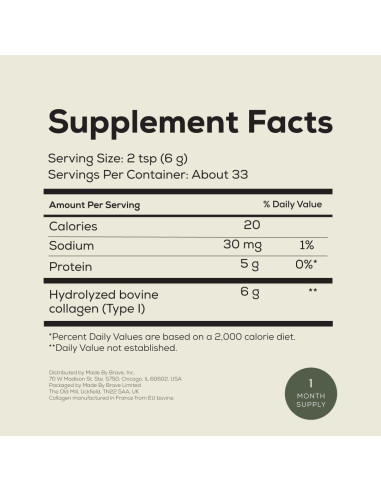 Colágeno Bovino Premium Ancient + Brave 200g - Tipo I - Piel y Articulaciones