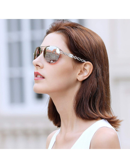 Gafas de sol aviador para mujeres UV 400 marco metal dorado Gafas de sol aviador para mujeres UV 400 marco metal dorado