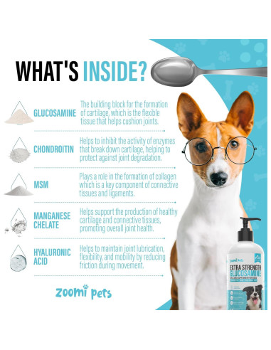 Glucosamina Líquida para Perros Zoomi Pets 473ml - Suplemento Articular