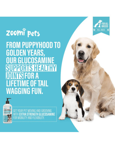 Glucosamina Líquida para Perros Zoomi Pets 473ml - Suplemento Articular