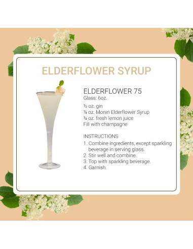 Jarabe de Flor de Saúco Monin 750 ml - Sin Gluten, No OGM