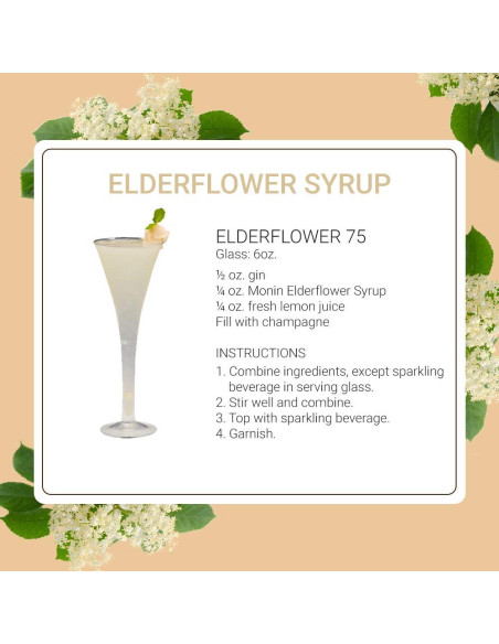 Jarabe de Flor de Saúco Monin 750 ml - Sin Gluten, No OGM