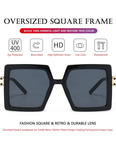 Gafas de sol grandes AIEYEZO UV400 para mujeres estilo cuadrado
