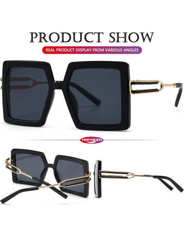Gafas de sol grandes AIEYEZO UV400 para mujeres estilo cuadrado