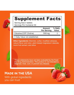 EZ Melts Suplemento de Citicolina 250 mg Sin Azúcar 60 Tabletas 2