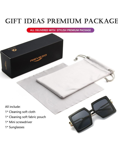 Gafas de sol grandes AIEYEZO UV400 para mujeres estilo cuadrado