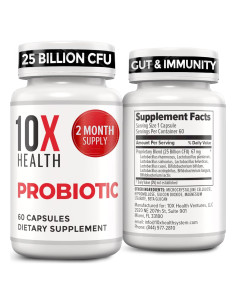 10X Probióticos para Hombres - 60 Cápsulas Salud Digestiva