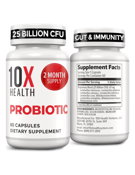 10X Probióticos para Hombres - 60 Cápsulas Salud Digestiva