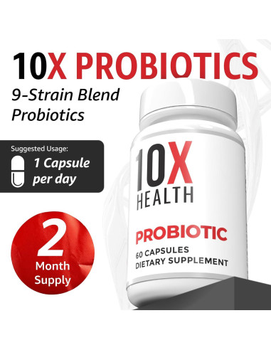 10X Probióticos para Hombres - 60 Cápsulas Salud Digestiva
