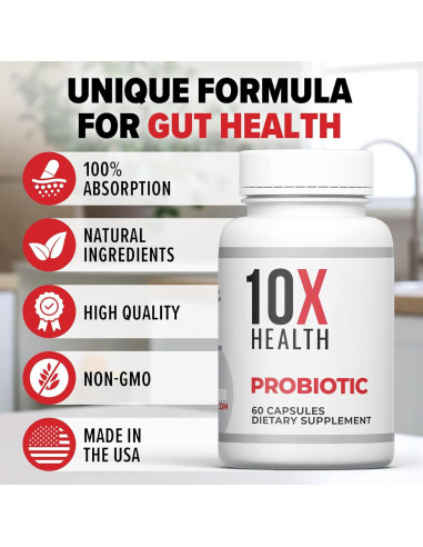 10X Probióticos para Hombres - 60 Cápsulas Salud Digestiva