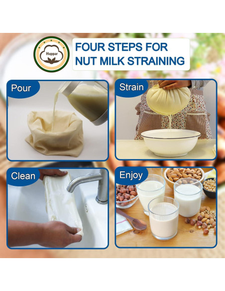 Paquete de 3 bolsas de leche de nuez Huppar 40.64x40.64cm algodón