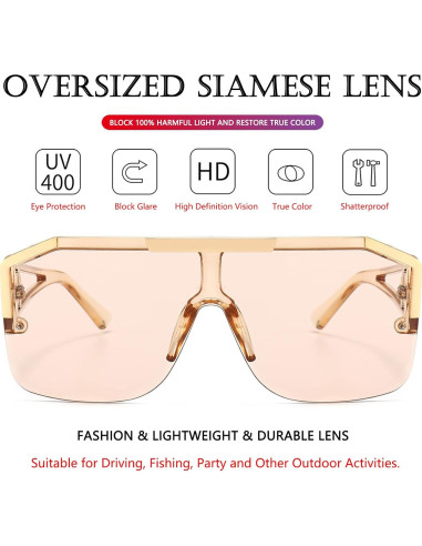 Gafas de sol cuadradas AIEYEZO con lente plana 72mm