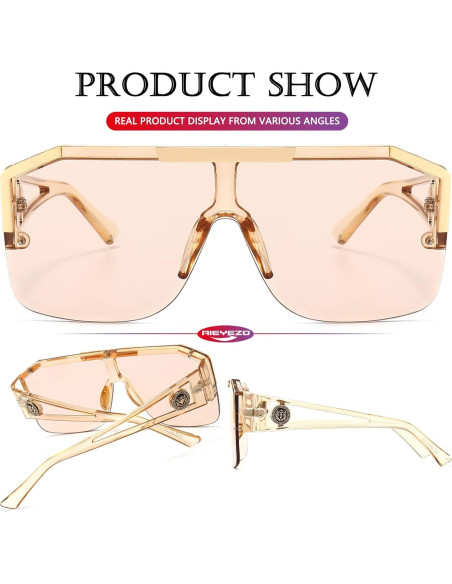 Gafas de sol cuadradas AIEYEZO con lente plana 72mm